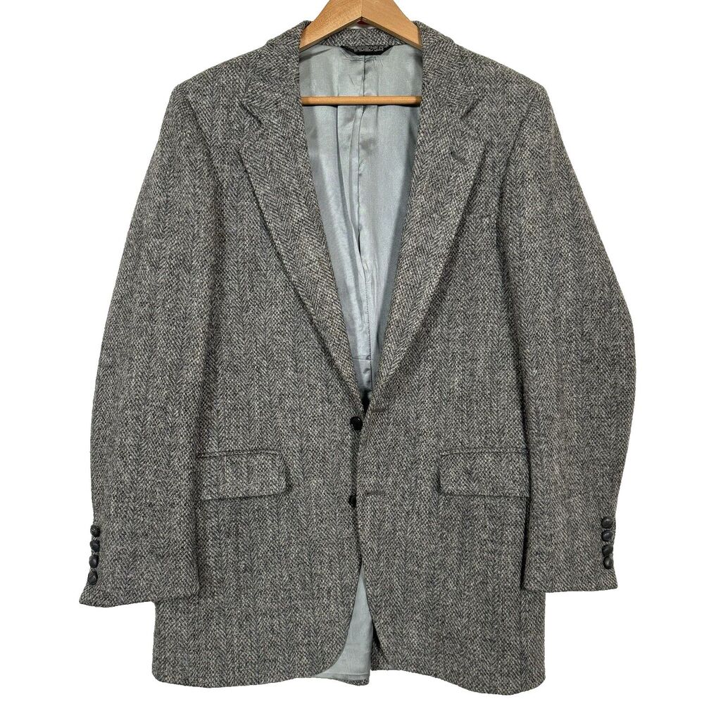 Harris Tweed Mens Size Size 40L Sport Coat Blazer Handwoven Scottish Wool